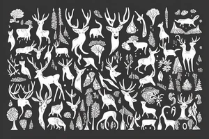 Deer on a path in the wood tattoo idea