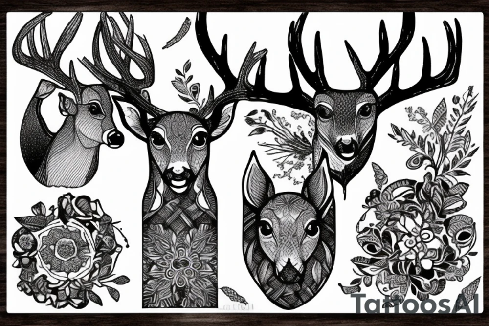 Deer on a path in the wood tattoo idea
