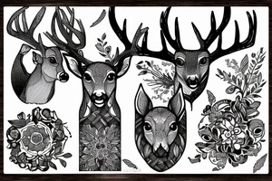 Deer on a path in the wood tattoo idea
