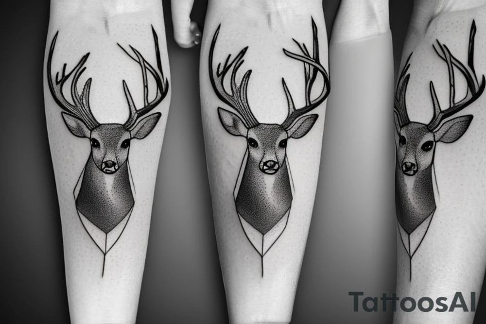 Deer on a path in the wood tattoo idea