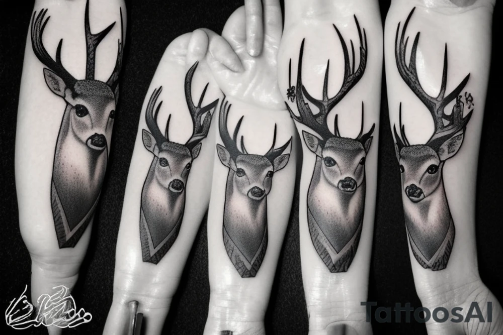 Deer on a path in the wood tattoo idea