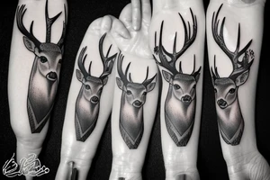 Deer on a path in the wood tattoo idea