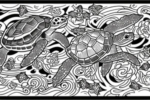 Family of Turtles in motion tattoo idea