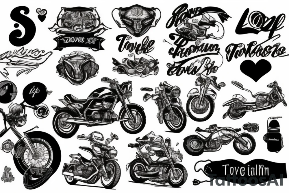 Traveling, motorcycles and love tattoo idea