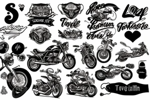 Traveling, motorcycles and love tattoo idea