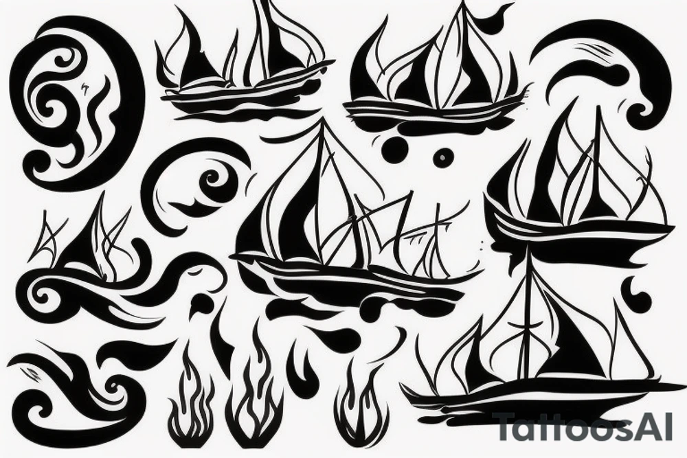burning ship tattoo idea