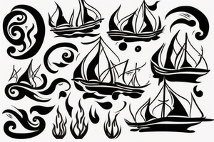 burning ship tattoo idea