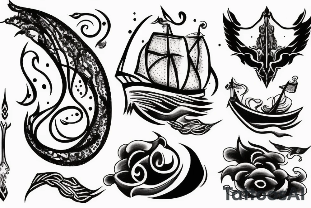burning ship tattoo idea