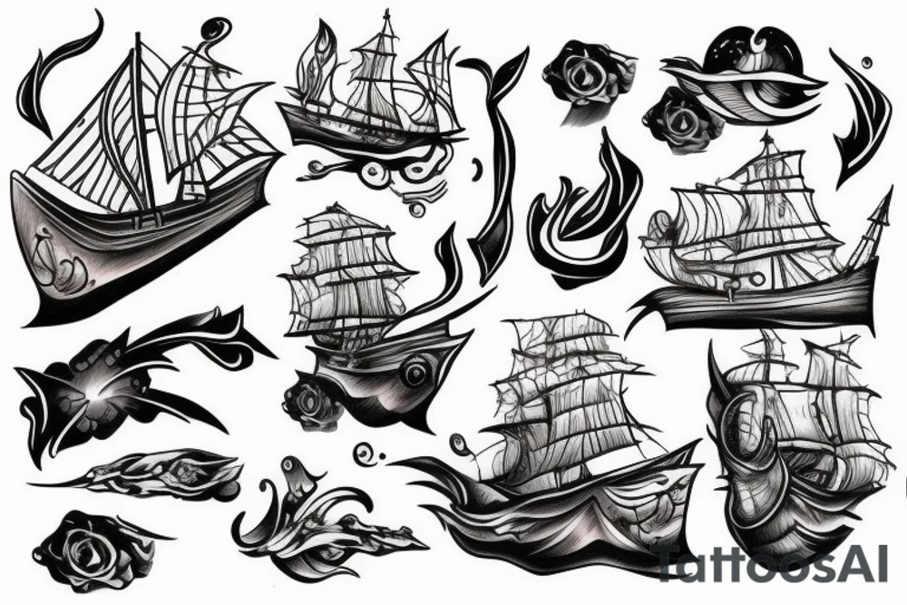 burning ship tattoo idea