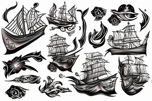 burning ship tattoo idea