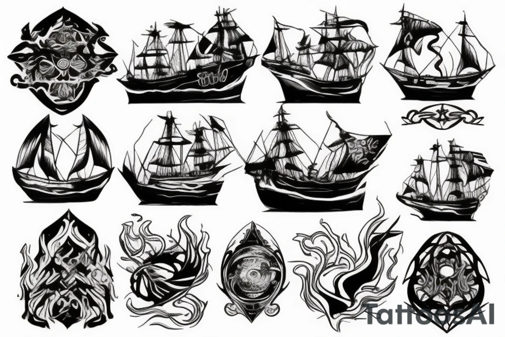 burning ship tattoo idea