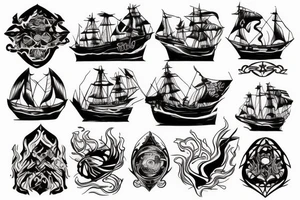 burning ship tattoo idea