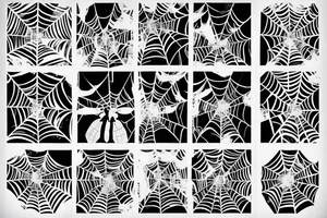 A tattoo of spider webs and a spider falling from them and birds flying in spider webs tattoo idea
