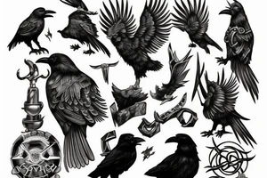 odin with 2 ravens tattoo idea