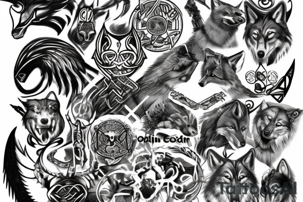 odin wolf tattoo idea