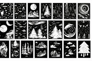 northern lights above a forest tattoo idea