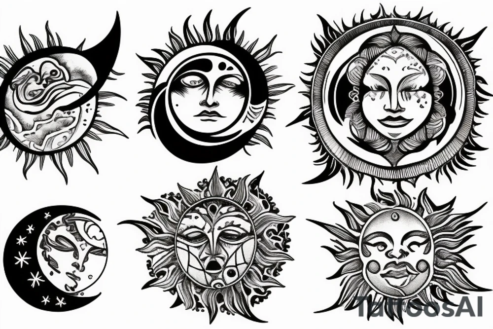Sun and moon with quote the sun watches what I do but the moon knows all my secrets tattoo idea