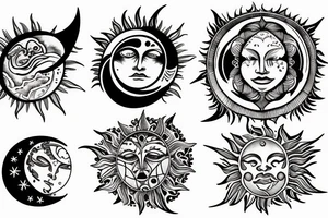 Sun and moon with quote the sun watches what I do but the moon knows all my secrets tattoo idea
