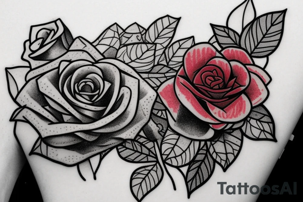red rose inside a terrarium with other pretty succulents tattoo idea