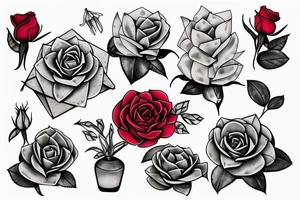 red rose inside a terrarium with other pretty succulents tattoo idea