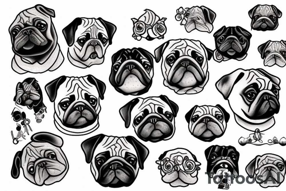 37 pugs tattoo idea