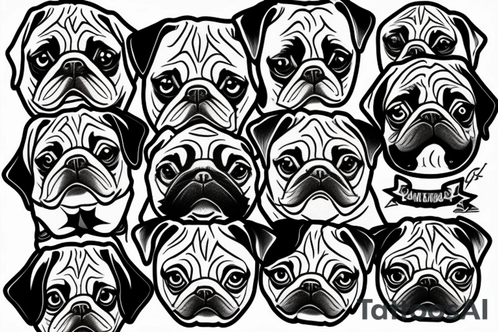 37 pugs tattoo idea