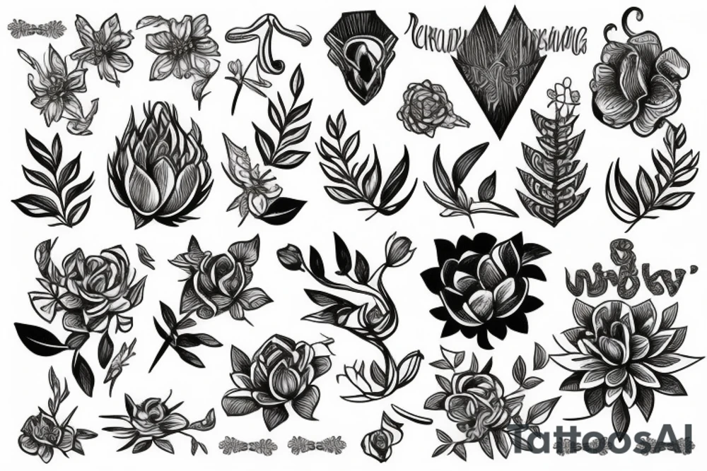 Floral, nordic, viking, plant, flower tattoo idea