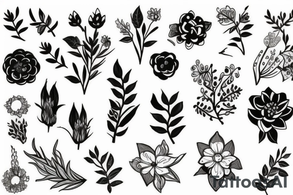 Floral, nordic, viking, plant, flower tattoo idea