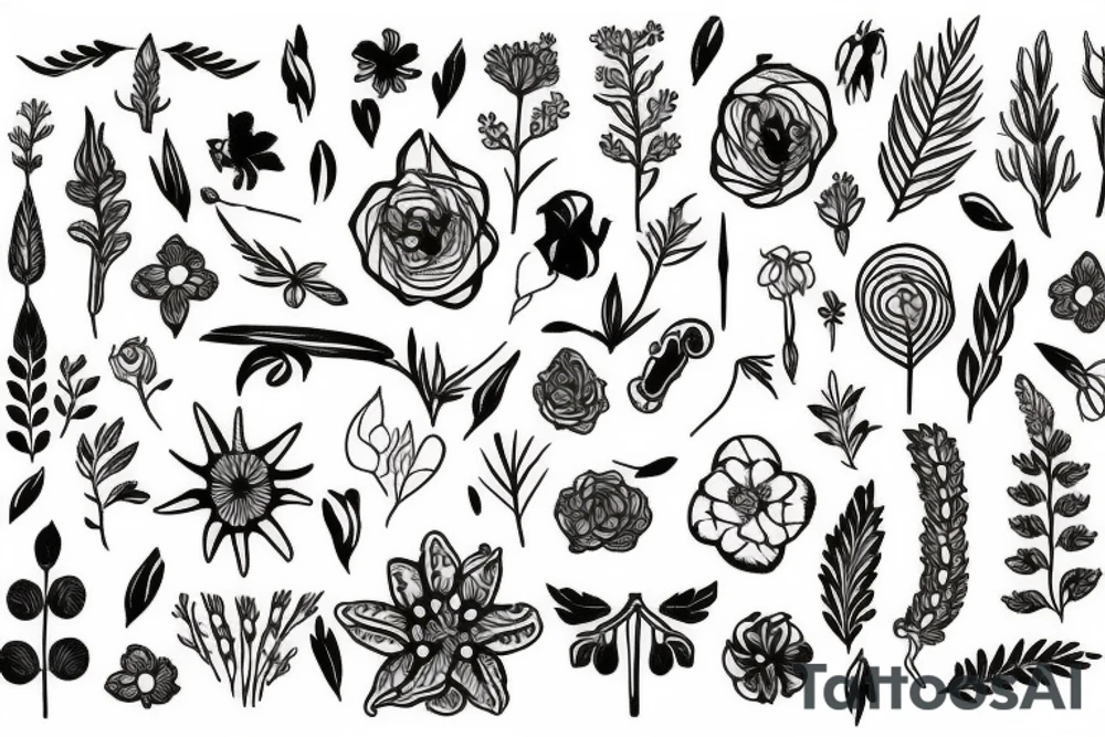 Floral, nordic, viking, plant, flower tattoo idea