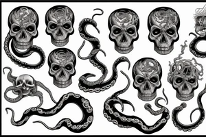 Horror, skull, tentacle, snake, scary tattoo idea