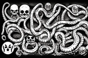 Horror, skull, tentacle, snake, scary tattoo idea