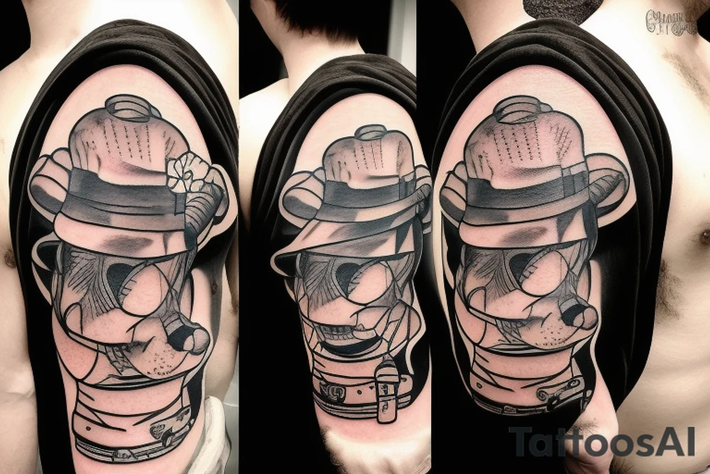 Grizzly bear wearing a chef's hat tattoo idea