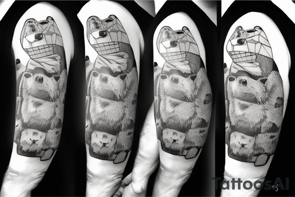 Grizzly bear wearing a chef's hat tattoo idea