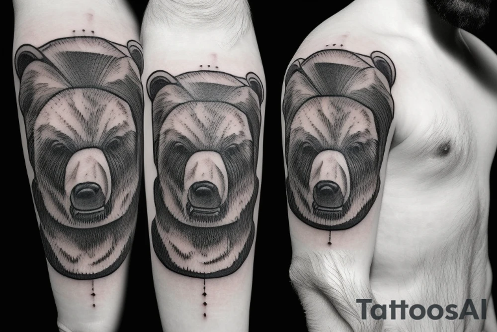 Grizzly bear wearing a chef's hat tattoo idea