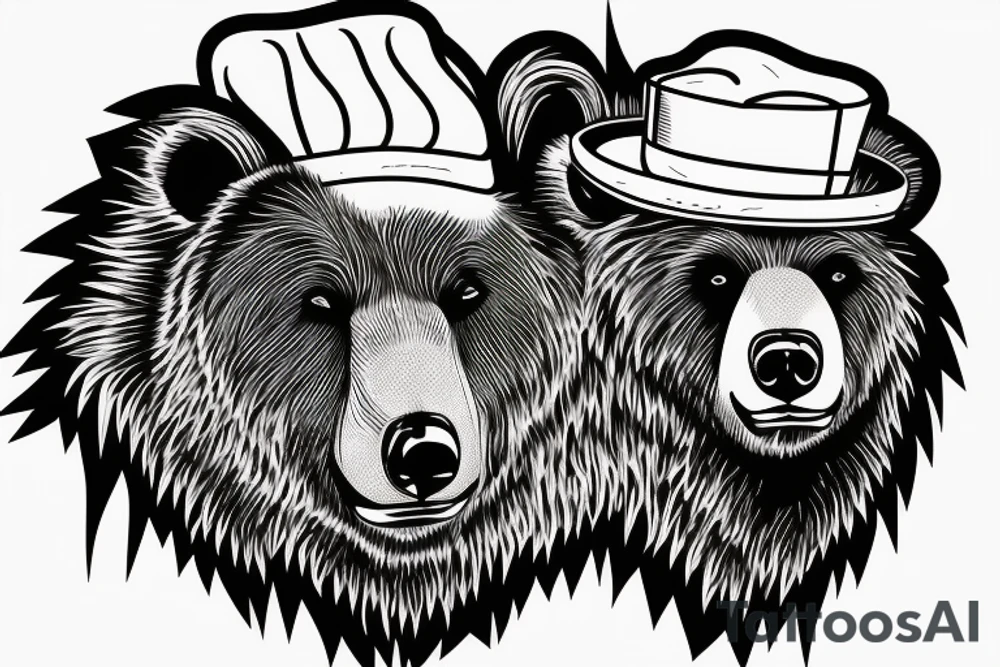 Grizzly bear wearing a chef's hat tattoo idea