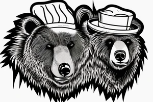 Grizzly bear wearing a chef's hat tattoo idea