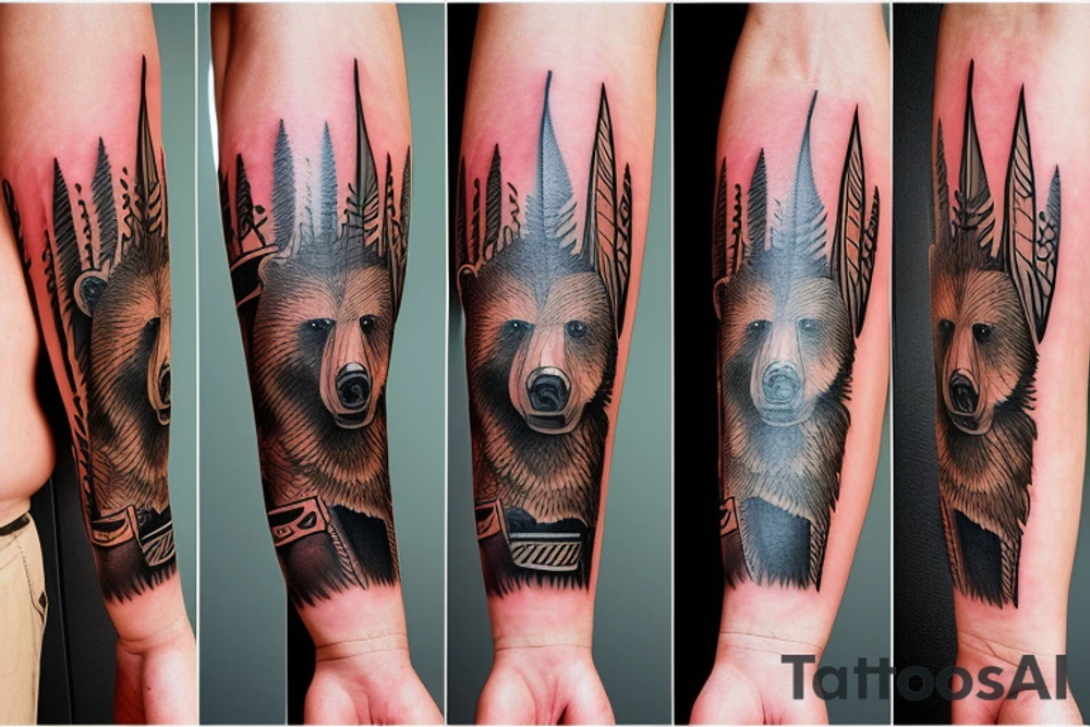 Grizzly bear wearing a chef's hat tattoo idea