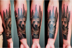 Grizzly bear wearing a chef's hat tattoo idea