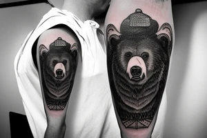 Grizzly bear wearing a chef's hat tattoo idea