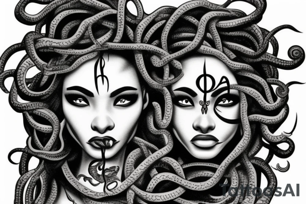 medusa head with african american features tattoo idea