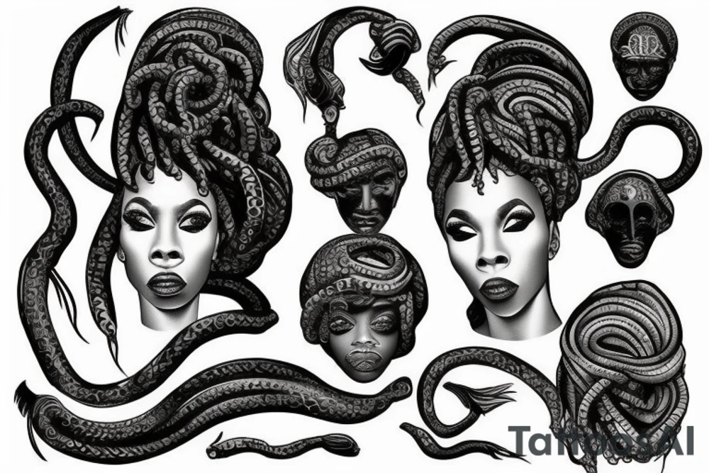 medusa head with african american features tattoo idea