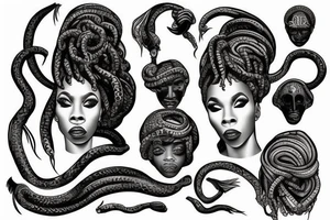medusa head with african american features tattoo idea