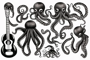 Octopus holding a guitar tattoo idea