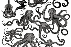 Octopus playing guitar tattoo idea