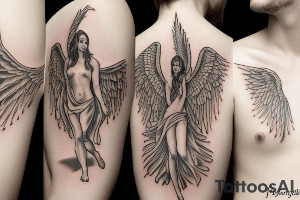 Angel pierced by arrow tattoo idea