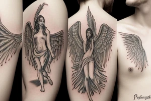 Angel pierced by arrow tattoo idea
