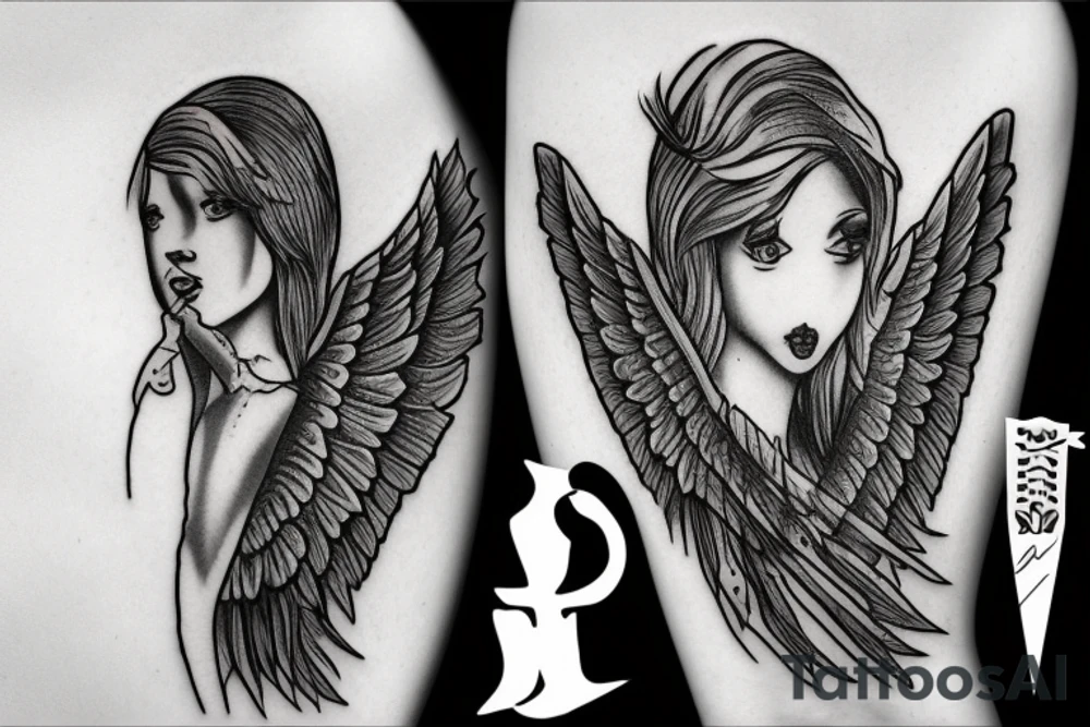 Angel pierced by arrow tattoo idea