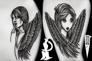 Angel pierced by arrow tattoo idea