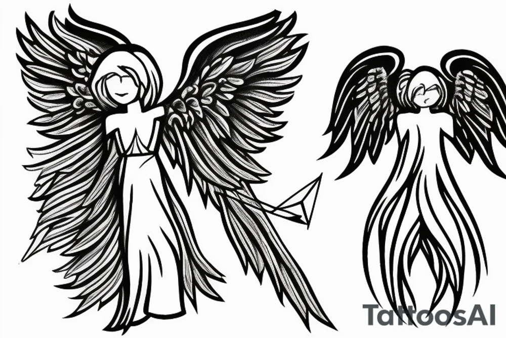 Angel pierced by arrow tattoo idea