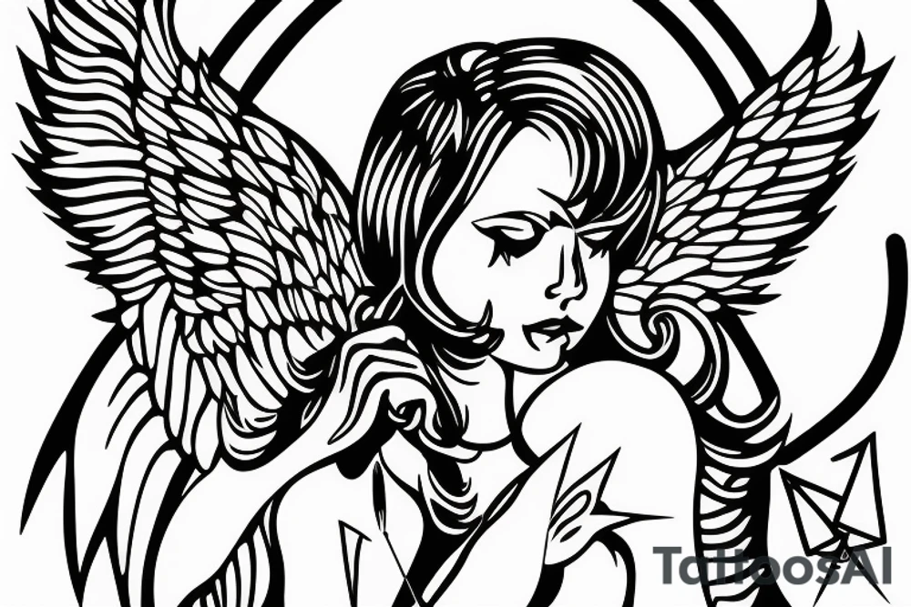Angel pierced by arrow tattoo idea